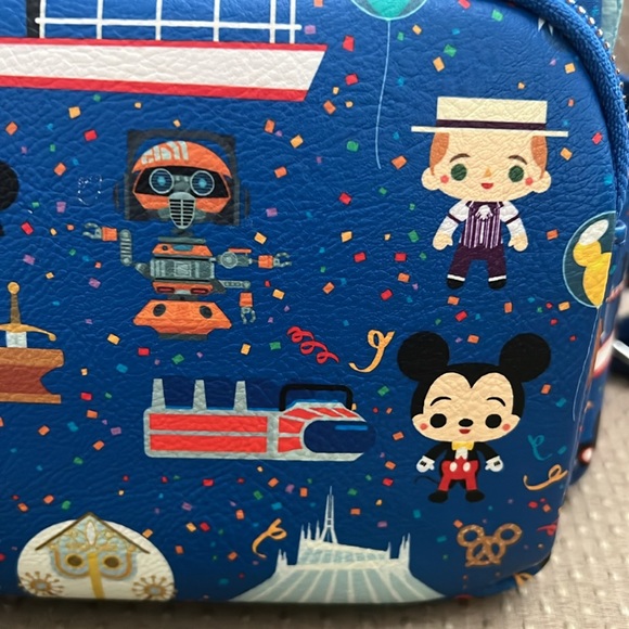 Disney Parks Loungefly Chibi character backpack NWOT royal blue multicolor - Picture 4 of 10